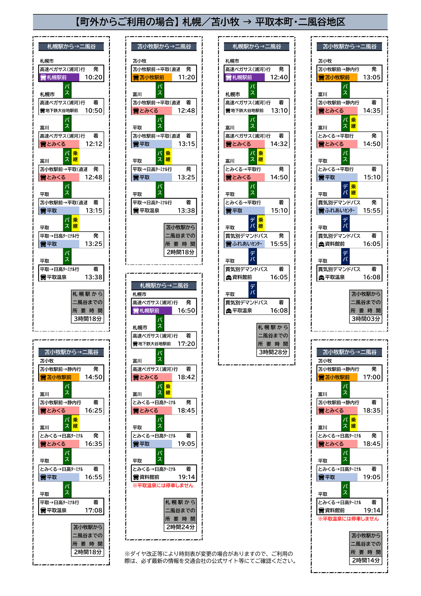 札幌・苫小牧から平取本町・二風谷地区へ行く場合